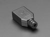 Angled shot of an assembled USB DIY Connector Shell with a Type A Male Socket. The male plug faces the camera at an angle.
