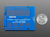 Top down view of a Adafruit 16-Channel 12-bit PWM/Servo Shield - I2C interface connected to 16 servos. 