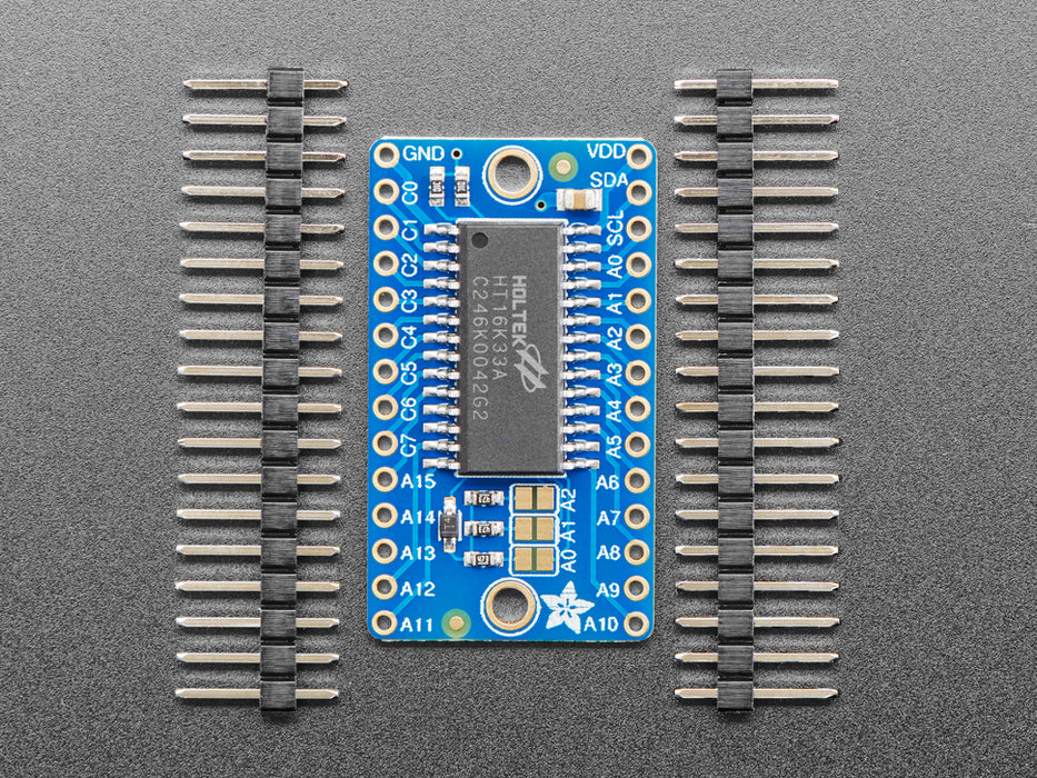 Angled shot of Adafruit 16x8 LED Matrix Driver Backpack.