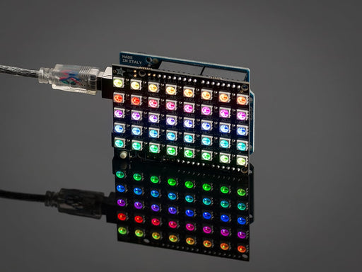 Adafruit NeoPixel Shield for Arduino - 40 RGB LED Pixel Matrix lit up rainbow