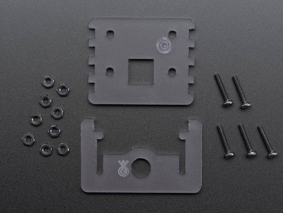 Angled shot of a Adjustable Pi Camera Mount connected to a camera with an Adjustable Pi Camera Mount.