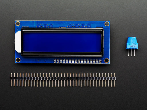 Character LCD with 16x2 characters, with header soldered on