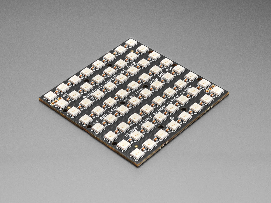 Adafruit NeoPixel NeoMatrix 8x8 - 64 RGB LED Pixel Matrix lit up rainbow