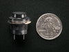 Angled shot of 16mm black panel mount pushbutton.