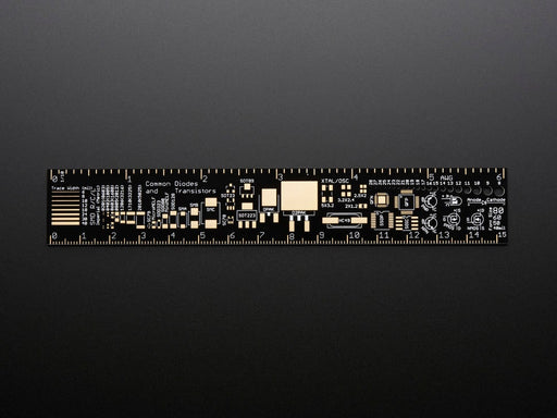 Dramatically lit Adafruit PCB Ruler 