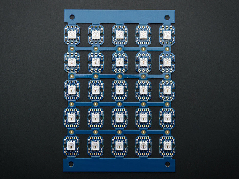 Sheet of 25 Breadboard-friendly RGB Smart NeoPixels