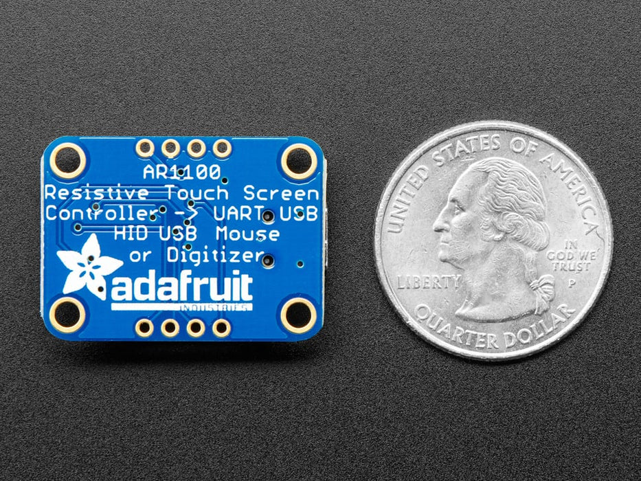 Angled view of a Resistive Touch Screen to USB Mouse Controller.