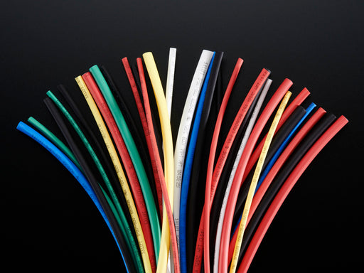 Array of many colorful heatshrink tubes.