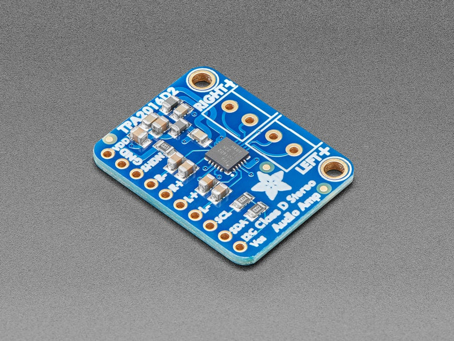 Angled shot of stereo amplifier breakout.