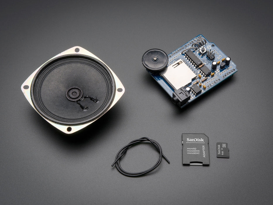 Top down view of Music & sound add-on pack for Arduino.