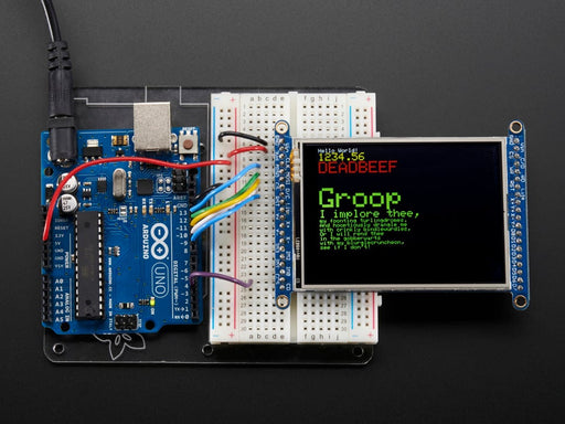 TFT breakout wired to arduino, hand drawing of a heart, star, and swirling line using touchscreen