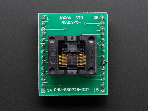 Angle shot of Test Socket - TSSOP-16 with soldered on header.