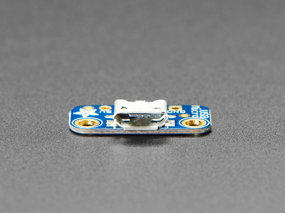 Angled shot of a USB Micro-B Breakout Board.