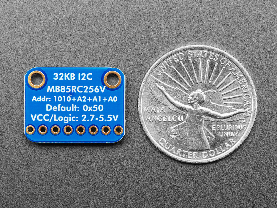 Angled shot of a Adafruit I2C Non-Volatile FRAM Breakout.