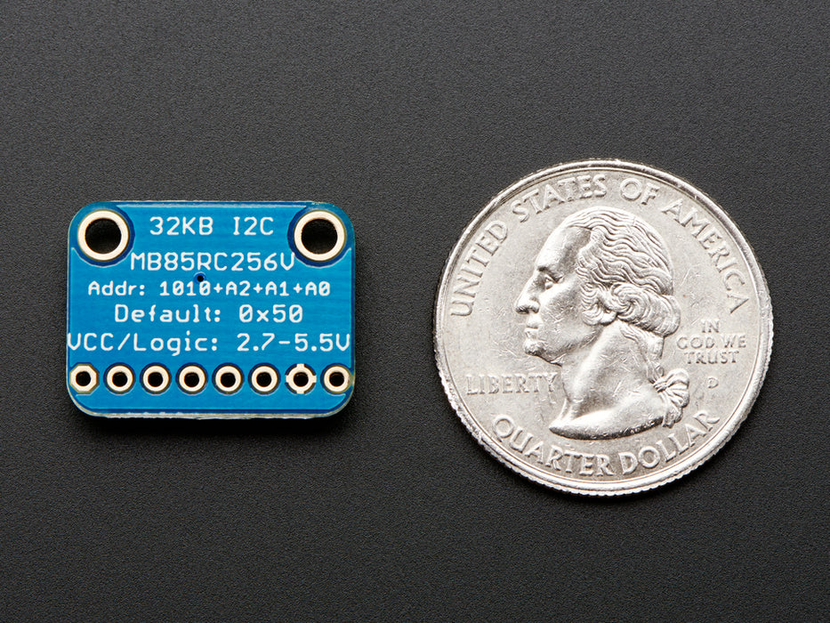 Angled shot of a Adafruit I2C Non-Volatile FRAM Breakout.