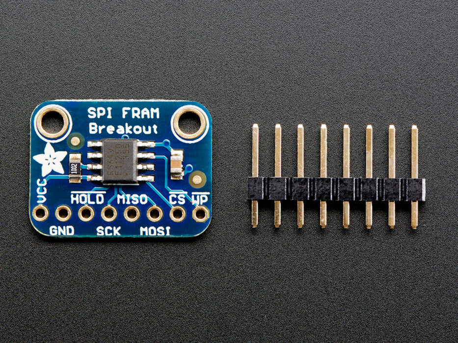 Angled shot of a Adafruit SPI Non-Volatile FRAM Breakout. 