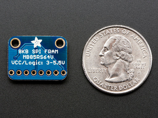 Angled shot of a Adafruit SPI Non-Volatile FRAM Breakout. 