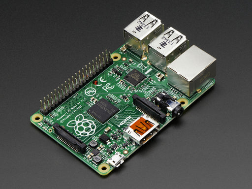 Angled shot of Raspberry Pi Model B+ 512MB RAM