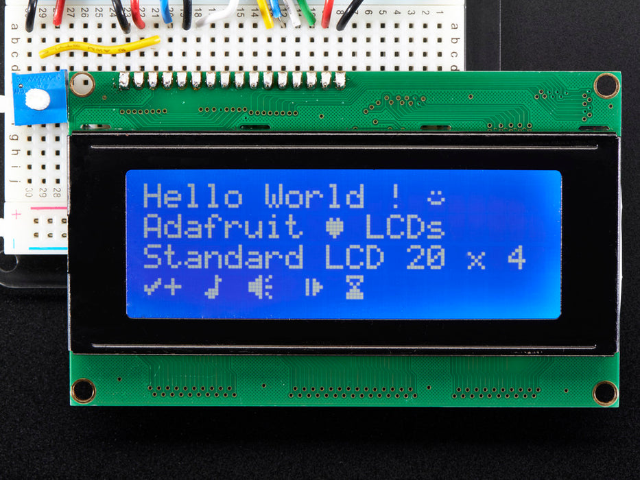 Character LCD with 20x4 characters, with header and potentiometer