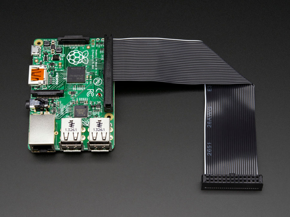 Downgrade GPIO Ribbon Cable connected to Raspberry Pi.