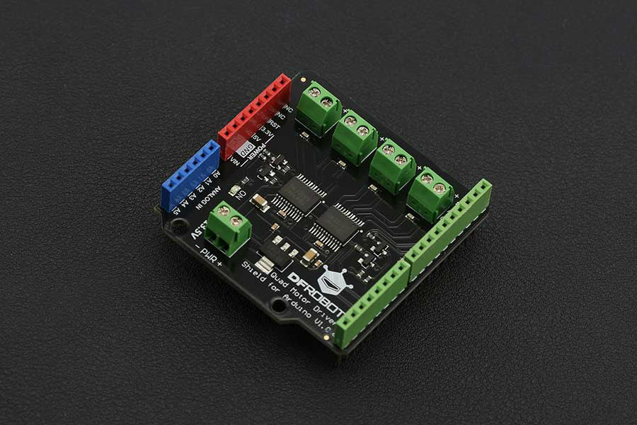 Quad DC Motor Driver Shield for Arduino