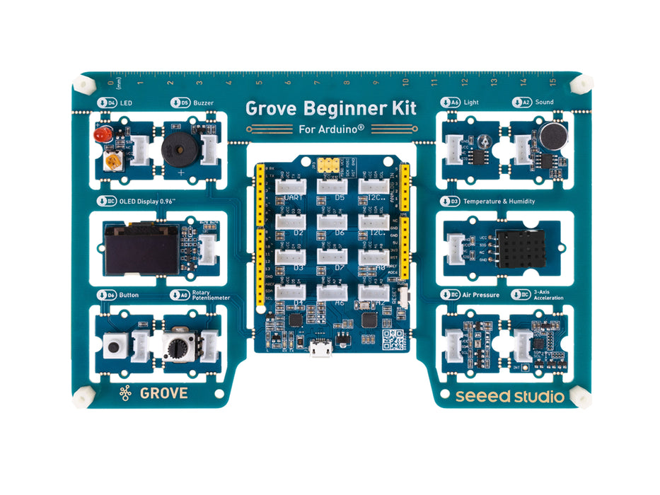 Grove Beginner Kit for Arduino -  All-in-one Arduino Compatible Board with 10 Sensors and 12 Projects with Free Course