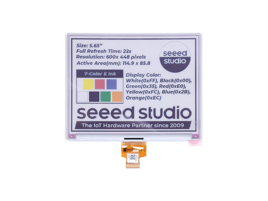 5.65" Seven-Color eInk / ePaper Display with 600x448 Pixels, SPI interface, Support XIAO/Arduino/STM32