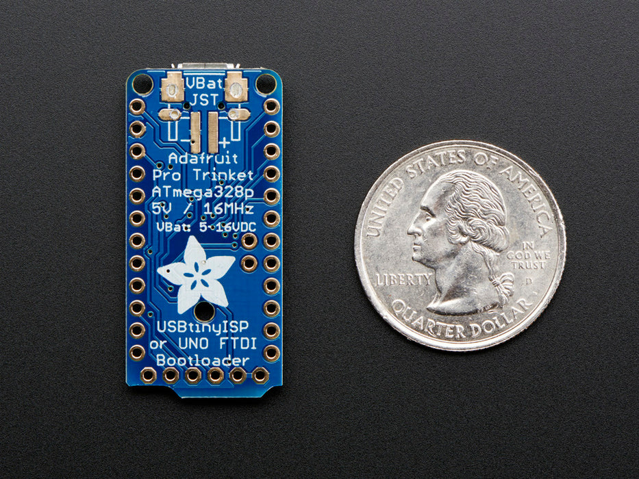 Top of Adafruit Pro Trinket - 5V 16MHz.