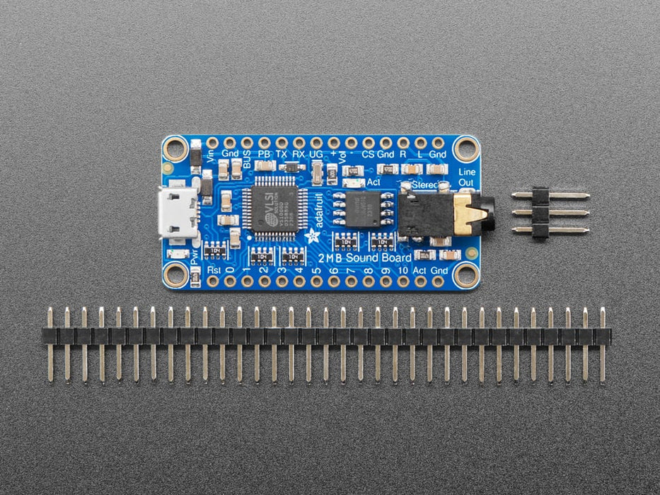 Angled shot of a Adafruit Audio FX Sound Board.