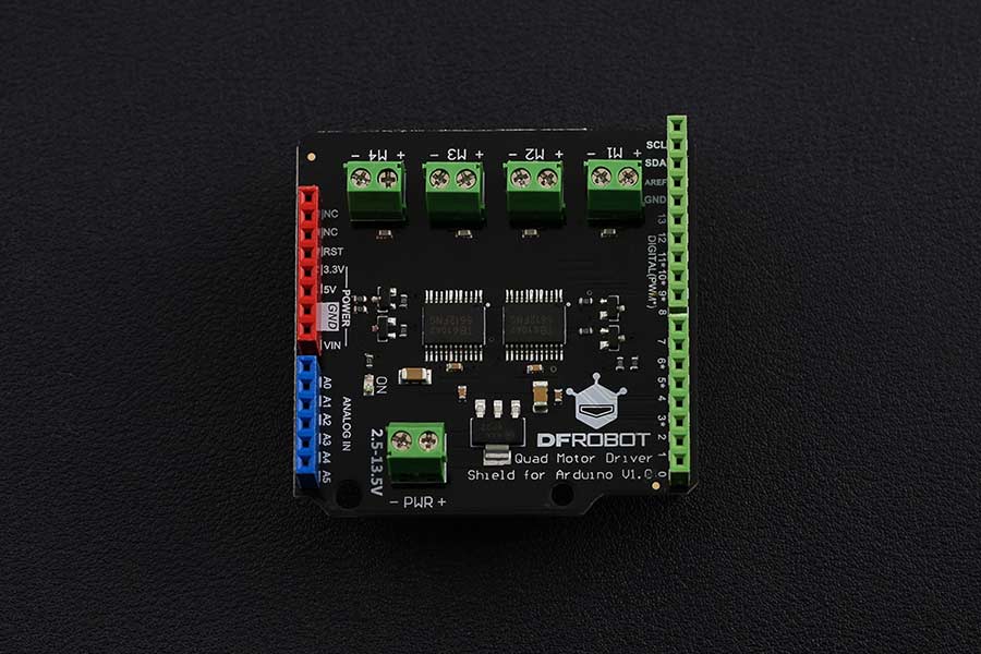 Quad DC Motor Driver Shield for Arduino