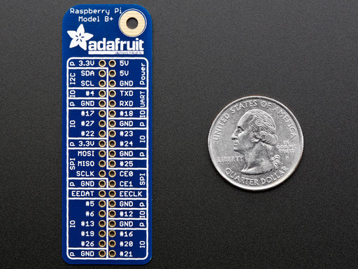 Angled shot of Adafruit GPIO Reference card PCB.