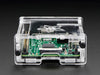 Side shot of assembled clear acrylic Enclosure for Raspberry Pi Model A+ featuring the USB port.