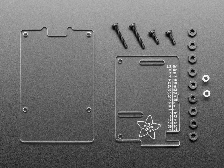 Angled shot of assembled Adafruit Pi Protector enclosure for Raspberry Pi Model B+ / Pi 2 / Pi 3 B+.