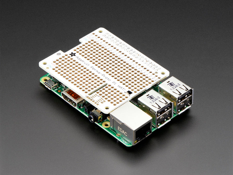 Top view of Adafruit Perma-Proto HAT for Pi Mini Kit - With EEPROM