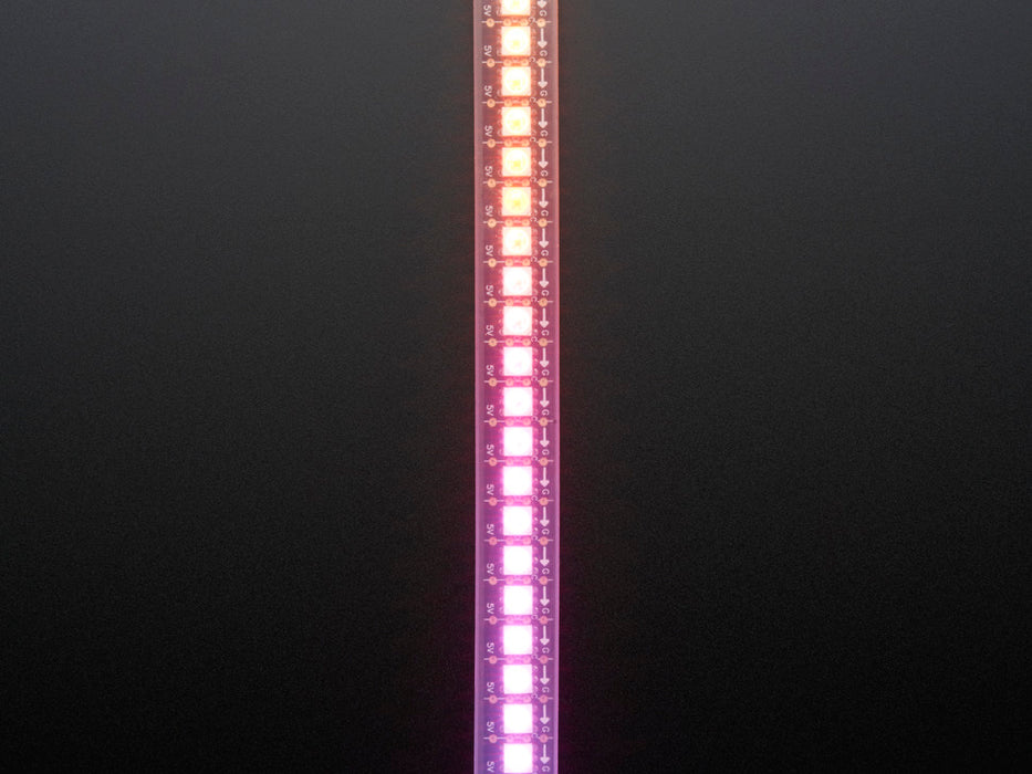 Curved NeoPixel LED strip with each LED a different color