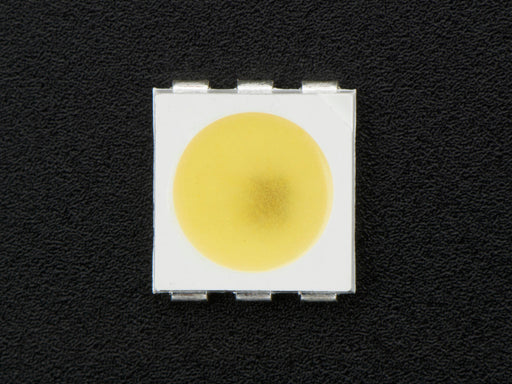 Top down view of a 5050 Cool White LED w/ Integrated Driver Chip. 