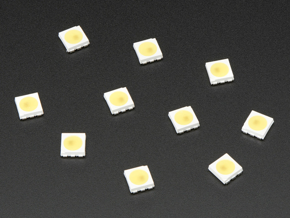 Top down view of a 5050 Cool White LED w/ Integrated Driver Chip. 