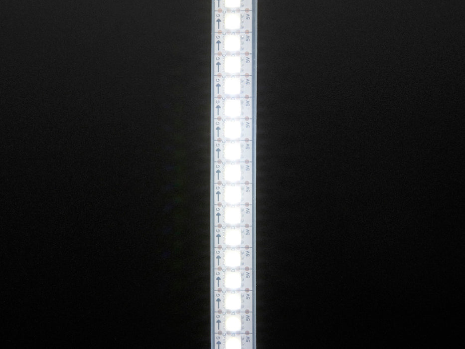 Video of part of an LED strip glowing cool white LEDs.