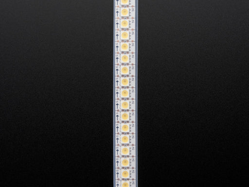 Video of part of an LED strip glowing cool white LEDs.