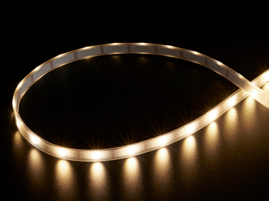 Video of part of an LED strip pulsing warm white LEDs.