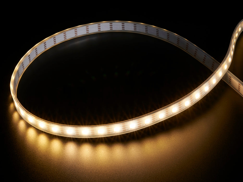 Video of part of an LED strip pulsing warm white LEDs.