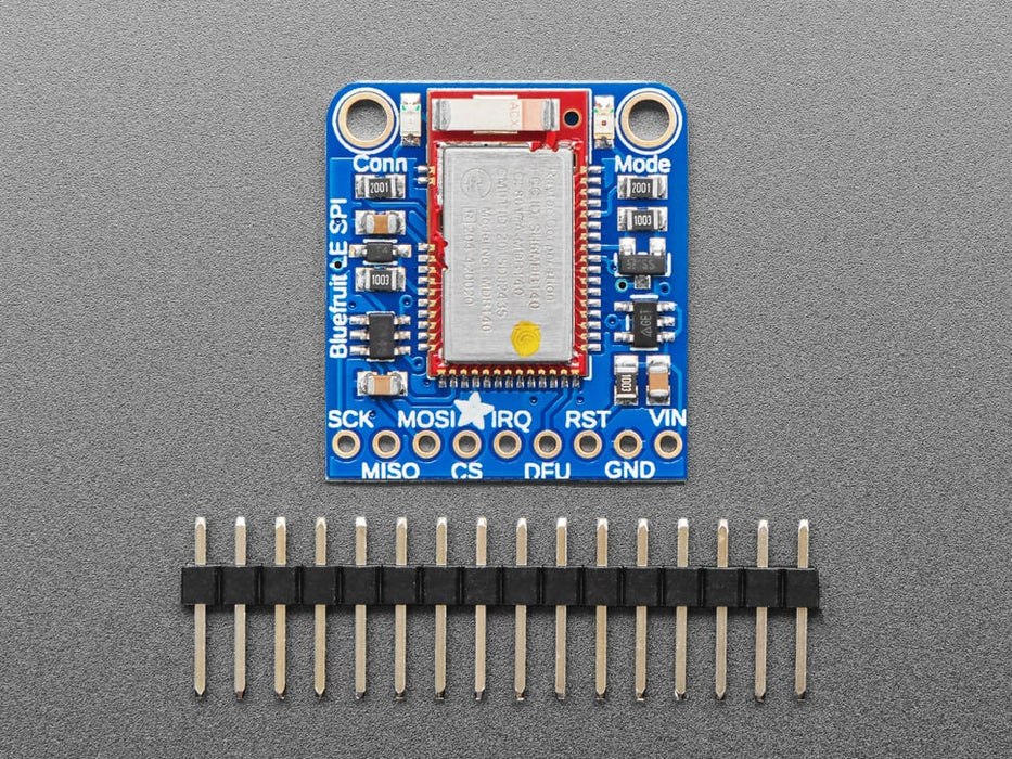 Angled shot of a Adafruit Bluefruit LE SPI Friend - Bluetooth Low Energy (BLE). 