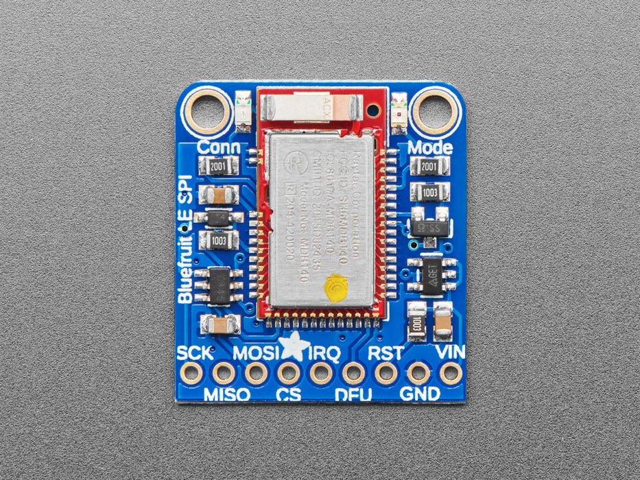 Angled shot of a Adafruit Bluefruit LE SPI Friend - Bluetooth Low Energy (BLE). 