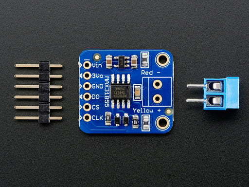 Angled shot of a Thermocouple Amplifier breakout board.