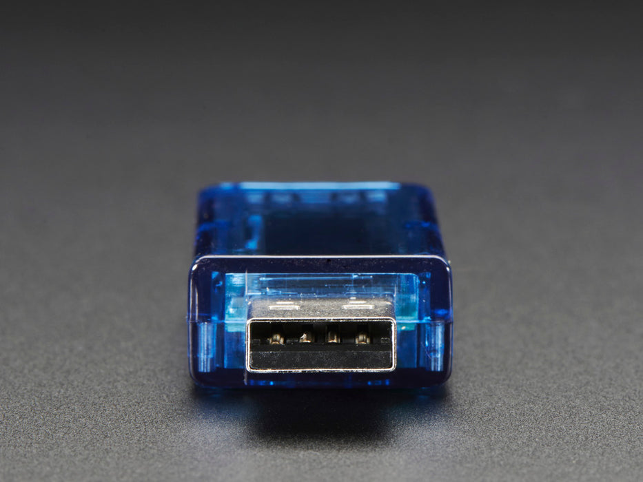 Top view of USB Voltage Meter with OLED Display that reads various measurements.
