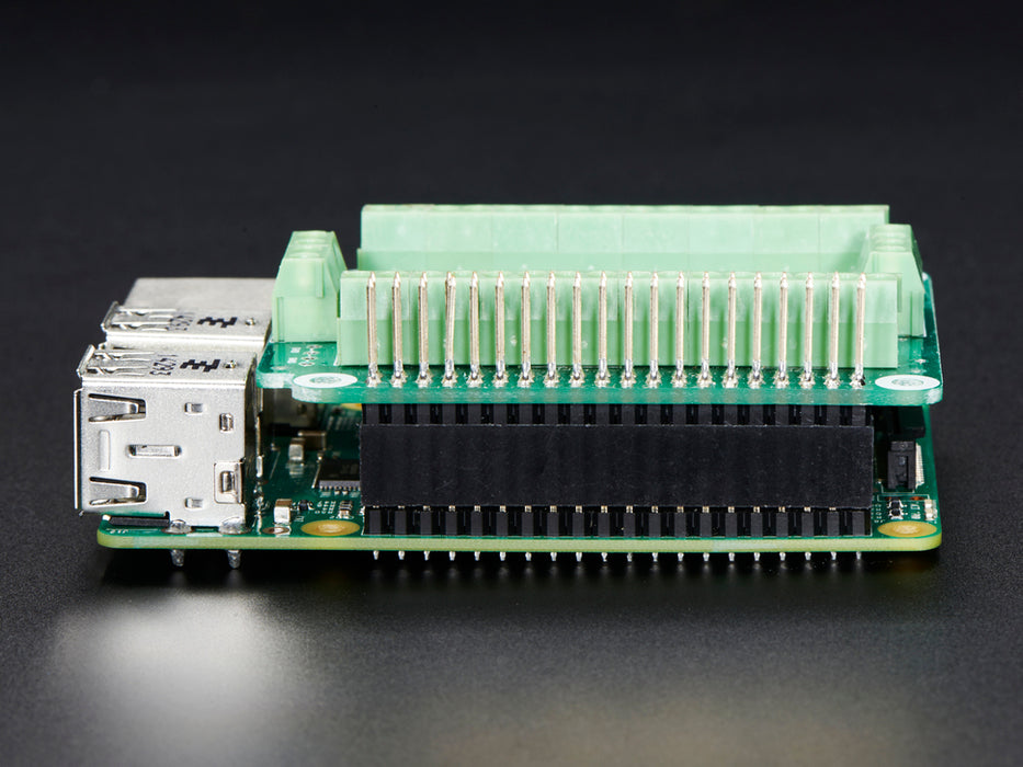 Angled shot of Pi-EzConnect Terminal Block Breakout HAT