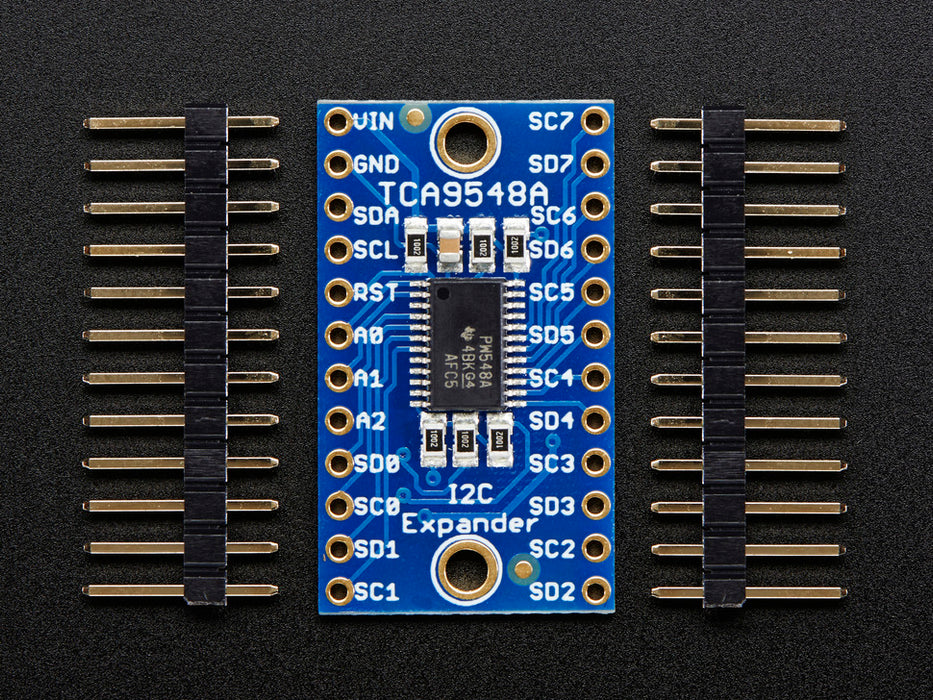 Angled shot of a TCA9548A I2C Multiplexer. 