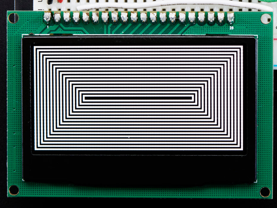 Animation of lines drawing on a Monochrome 2.42" 128x64 OLED Graphic Display.