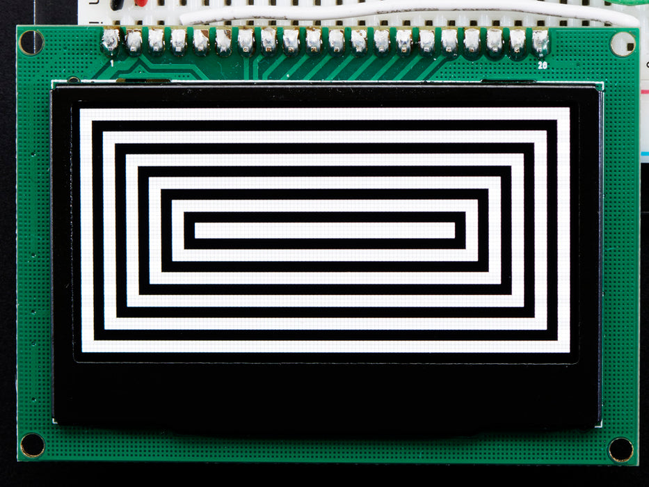 Animation of lines drawing on a Monochrome 2.42" 128x64 OLED Graphic Display.