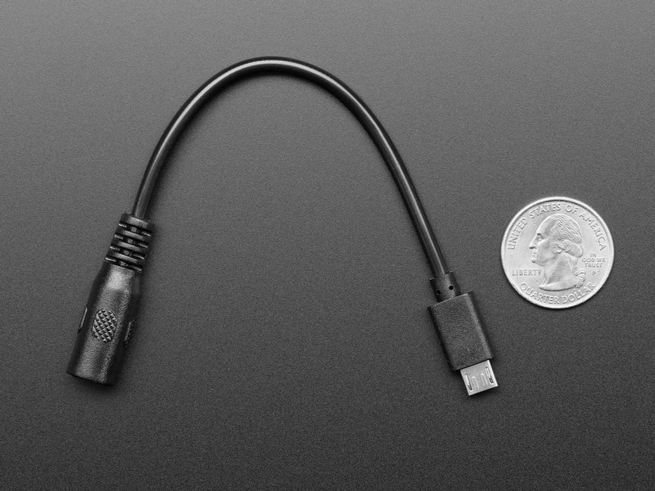 Micro USB Plug to 5.5/2.1mm DC Barrel Jack Adapter